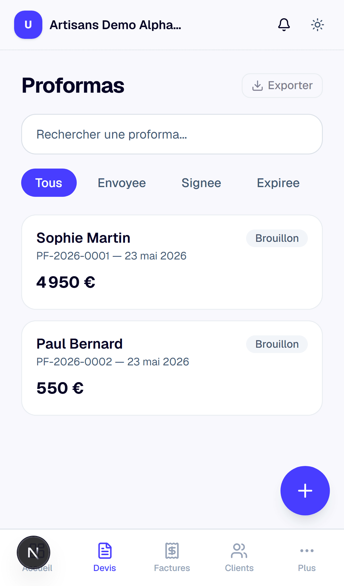 Des devis qui ferment